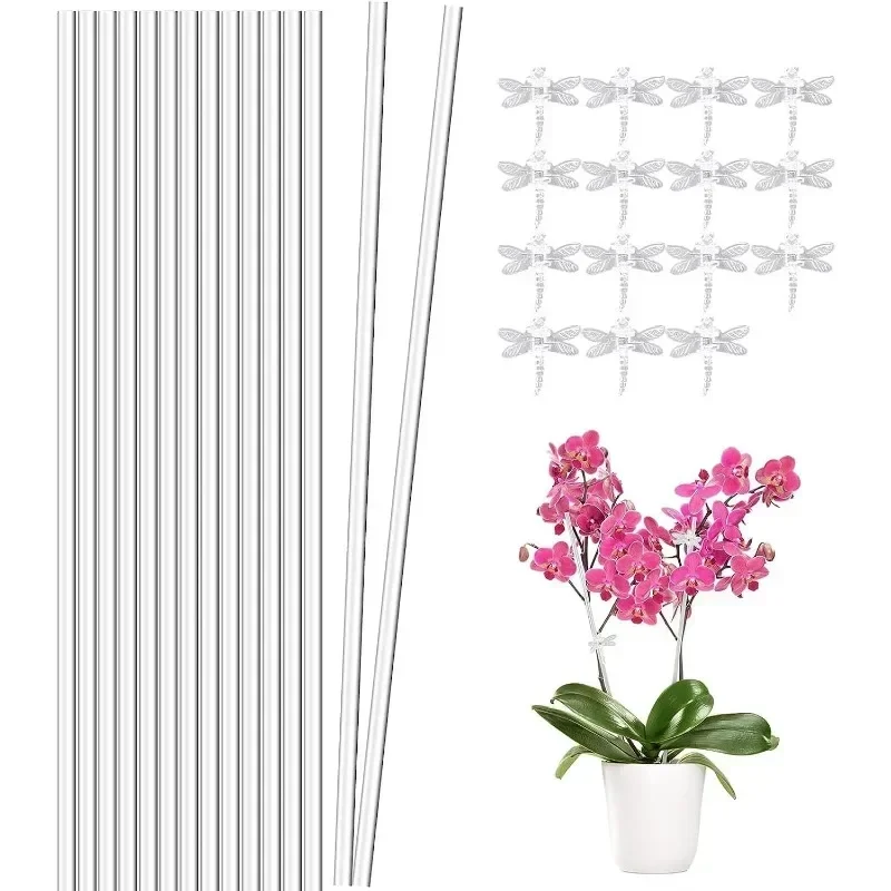 Naxilai 15pcs 16inch Acrylic Plant Stakes, Acrylic Clear Orchid Stakes, Clear Plant Sticks Plant Support Stakes