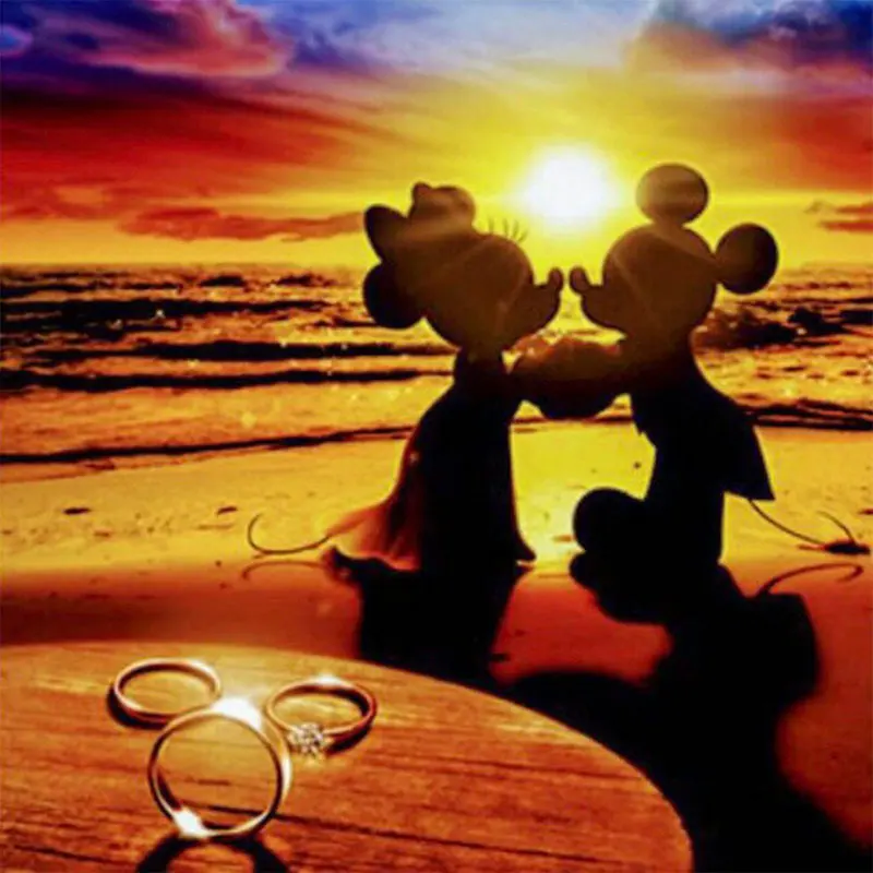 Disney Canvas Painting Cartoon Mickey Mouse Friend Travelling  Mickey and Minnie in the sunset The Lion King Simba Room Decor