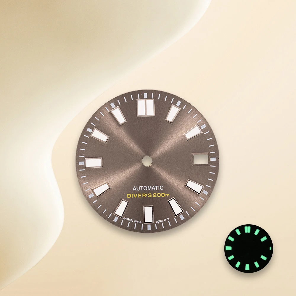 28.5mm logotipo s sub/skx007 dial fit nh35/nh36 movimento c3 forte verde luminoso de alta qualidade nh35 acessórios de modificação de relógio