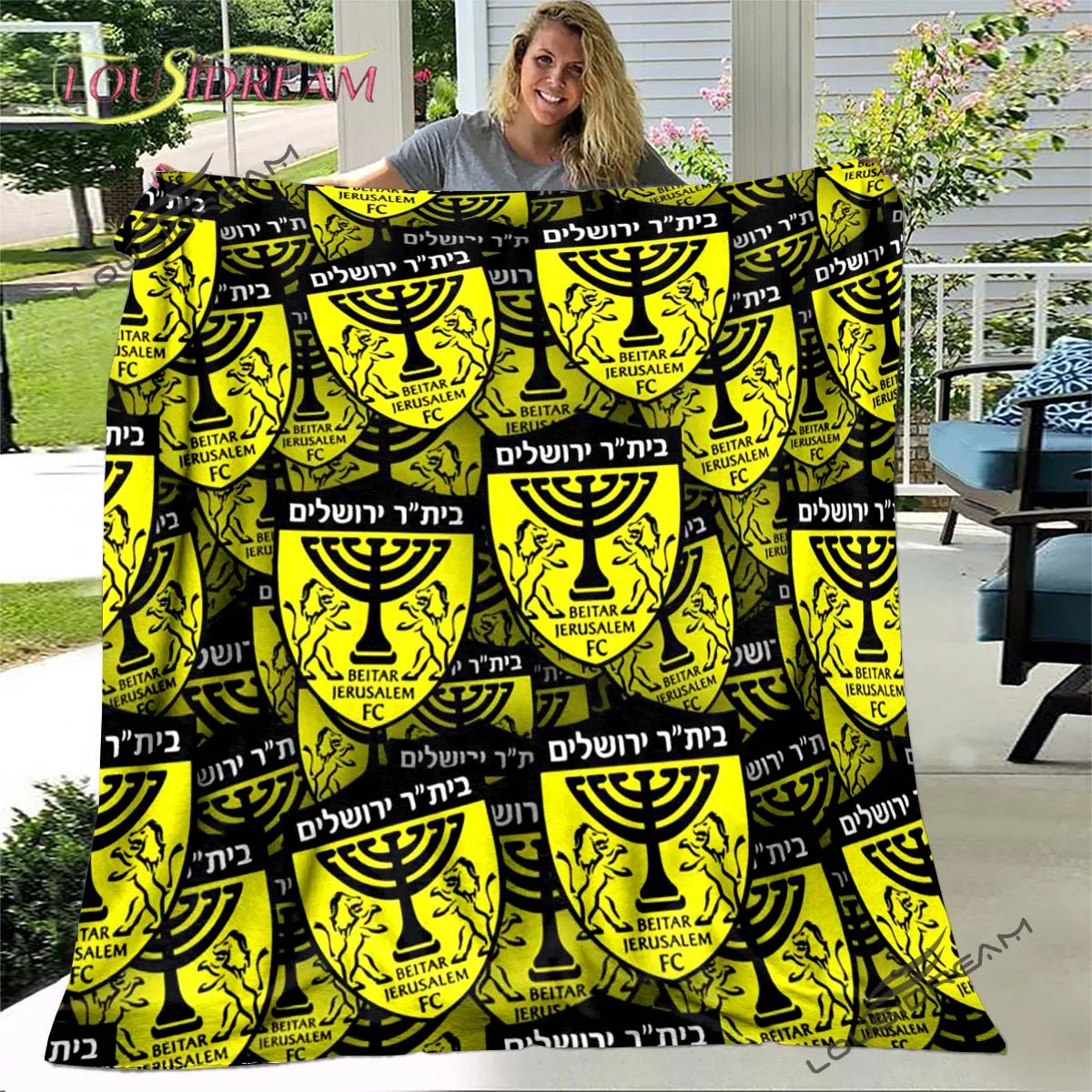 Beitar Jerusalem Fc Plaid For Kids Gift Plush Bed Cartoon Cute Beding Home Decoration Throw Blanket Football Cover