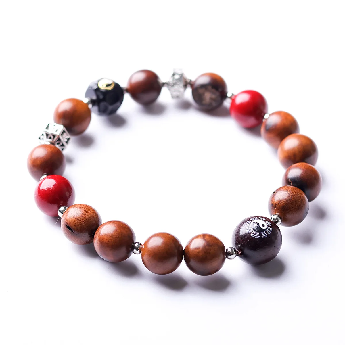 

Taoist Lightning Struck Jujube Wood Agate Tai Chi Bagua Bracelet New Chinese Style Prayer Beaded Bracelet Gifts