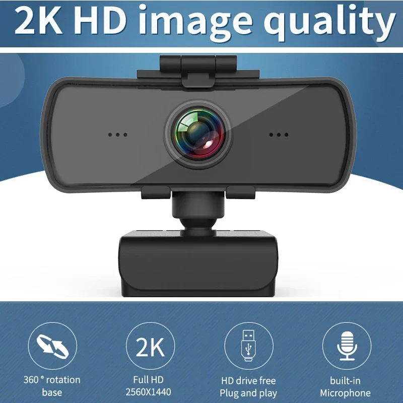 USB HD 2K Webcam 30fps Web Cam Camera for Desktop Laptops Game PC autofocus Built-in Microphone 2040*1080