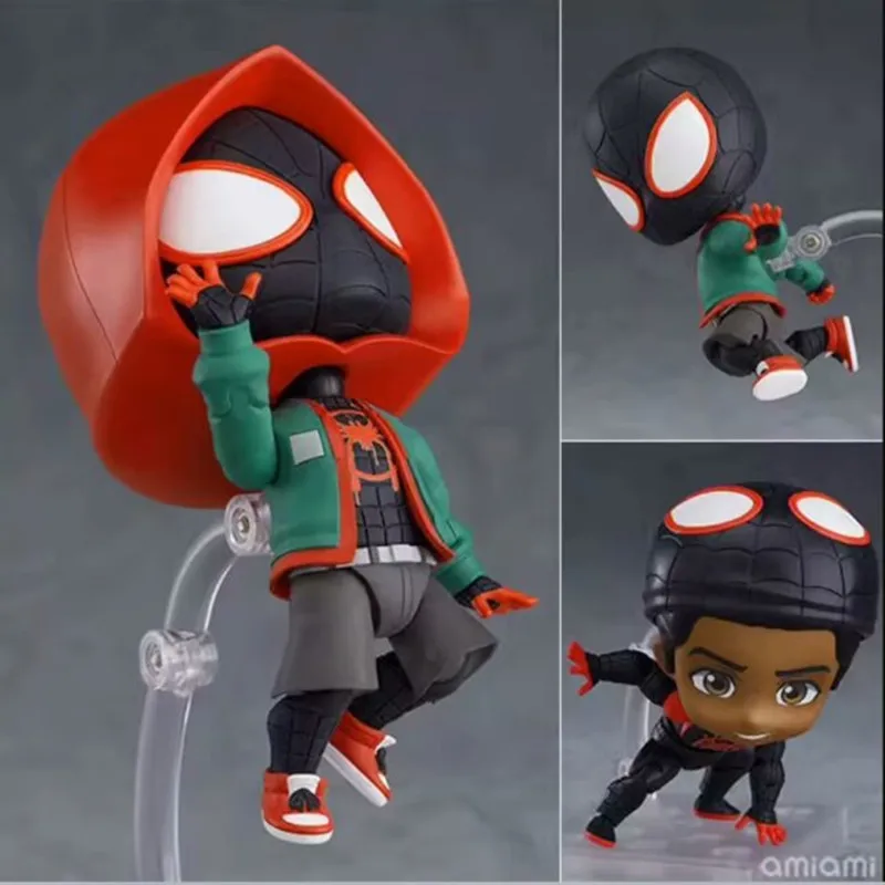 

Marvel Q-version Miles Spider Man Gwen Action Figure Toy Interchangeable Face Model Desktop Ornament for Friends Toy Gift