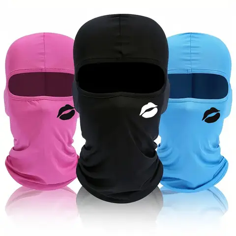 1pc Cool Sexy Lip Print Ski Mask for Men and Women Balaclava Face Mask Hat Stretchable Fabric Cycling Mask Sunscreen Headcover