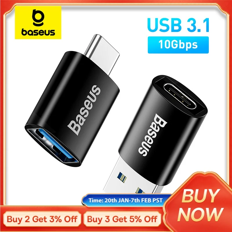 Baseus USB 3.1 Adapter OTG Type C to USB Adapter Female Converter For Macbook pro Air Samsung S20 S10 USB OTG Connector