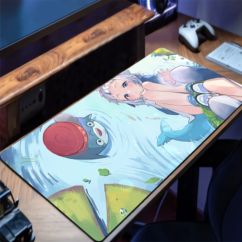 マウスパッド H-hololive Gawr Gura デスクマットプロテクターゲーミングマウスパッドオフィステーブル装飾キーボードロングパッドコンピュータゲーマーマット