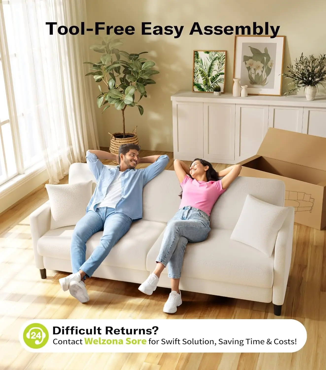 أريكة أريكة مقاس 83 بوصة، أرائك مريحة لغرفة المعيشة، أرائك تيدي من الصوف لغرفة المعيشة، أريكة بمقعدين بدون أدوات #6