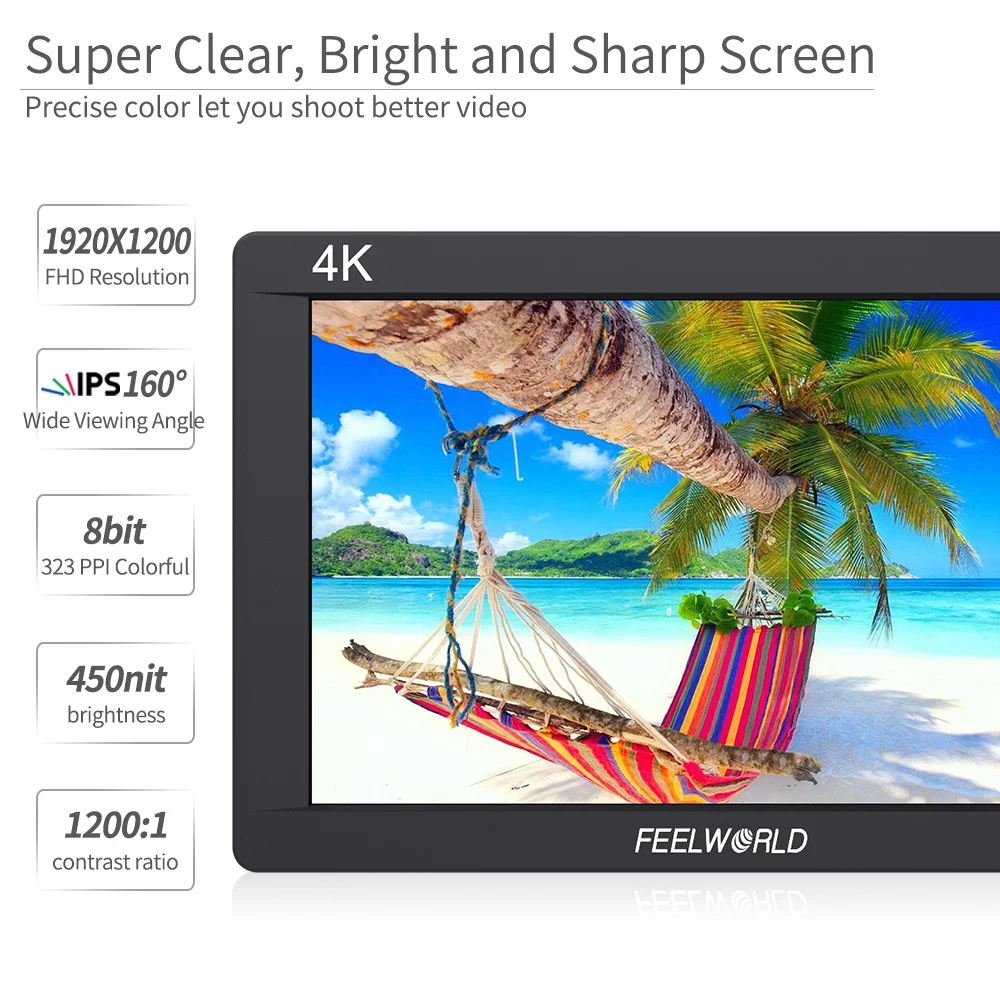 FEELWORLD FW703 7 Inch 3G SDI 4K HDMI Full HD 1920X1200 Màn Hình LCD IPS Trường Màn Hình Cho máy Ảnh DSLR Máy Ảnh Kỹ Thuật Số BMCC Ổn Định
