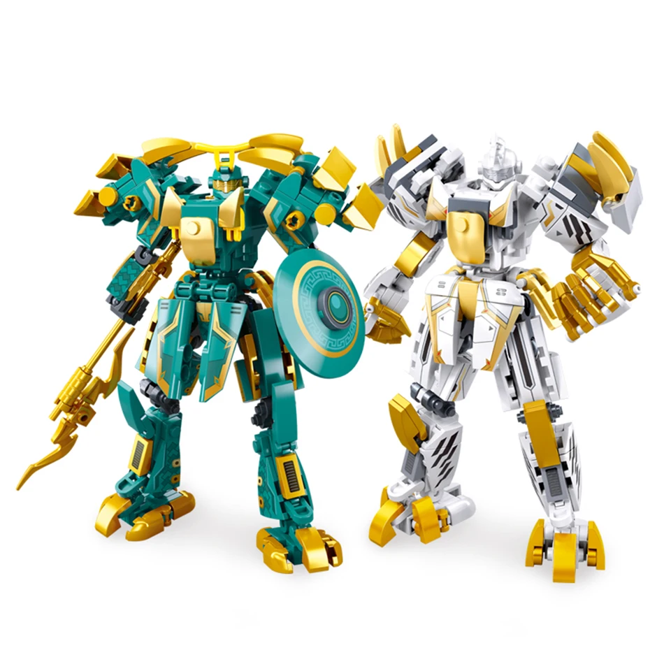 2IN1 Krieger Serie Transformation Mecha Roboter Bausteine Kreative Super Bettle Mechs Montieren Spielzeug Set Für Jungen Kinder Geschenke