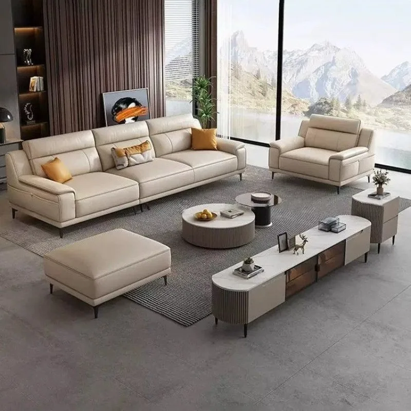 Genuine leather imported first-layer cowhide simple leather sofa