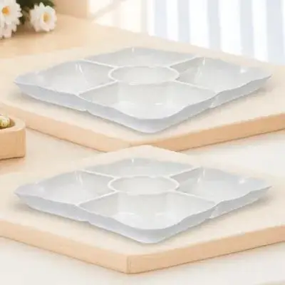 

2 шт., четырехлистный поднос для фруктов, многофункциональная тарелка для закусок, большая вместимость, многосеточный сервировочный поднос для конфет, сухофруктов, орехов, десертов