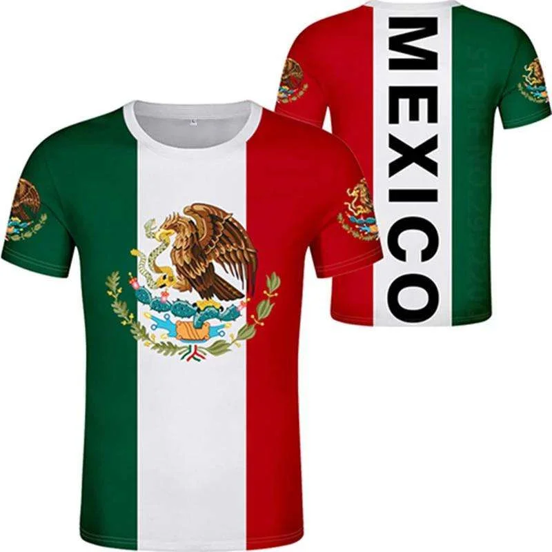 3D Mexico Flag Spiritual Totem Golden Eagle Snake Men's T Shirt Kids Fashion Sports Clothes Women Round Neck Tops Clothing Tees