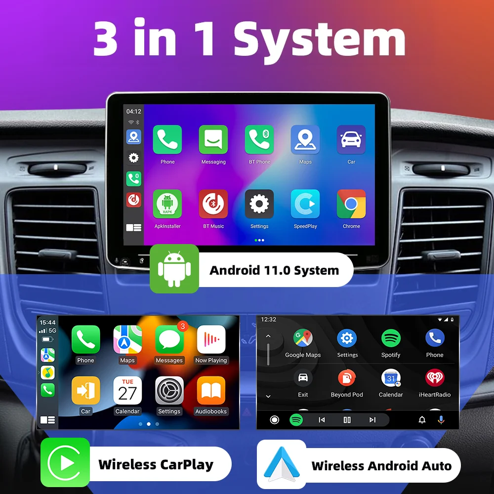 EKIY Android 11 Wireless CarPlay Android Auto Smart Ai Box For Netflix&Youtube RGB Wired CarPlay to Wireless CarPlay A2A Adapter