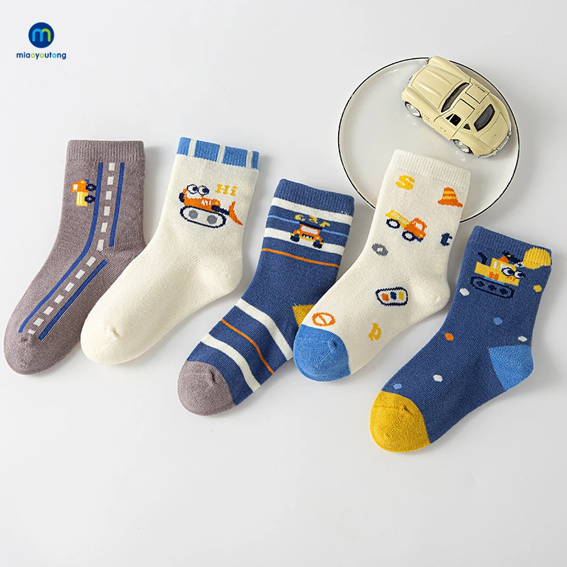 5 Pairs /Lot Baby Girls Socks Autumn Winter Cartoon Children Socks Boneless Combed Cotton Infant Toddler Boy Socks Miaoyoutong