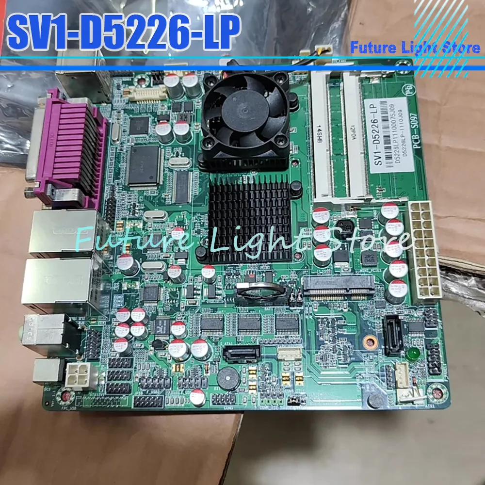 SV1-D5226-LP 17x17 Industrial Computer Dual Network Card Motherboard Dual Memory Slot 12V Power Interface