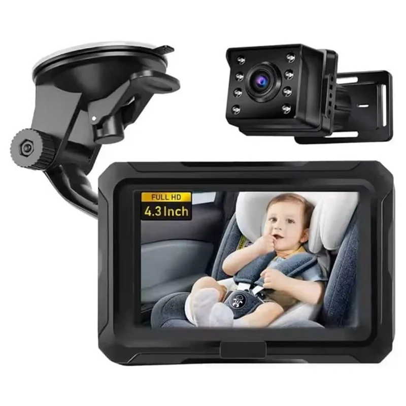 

TFORU-Secure Baby Backseat Back Seat Camera 1080P, 4.3" Display, Easy Installation- For Infant Kids Car Monitoring System