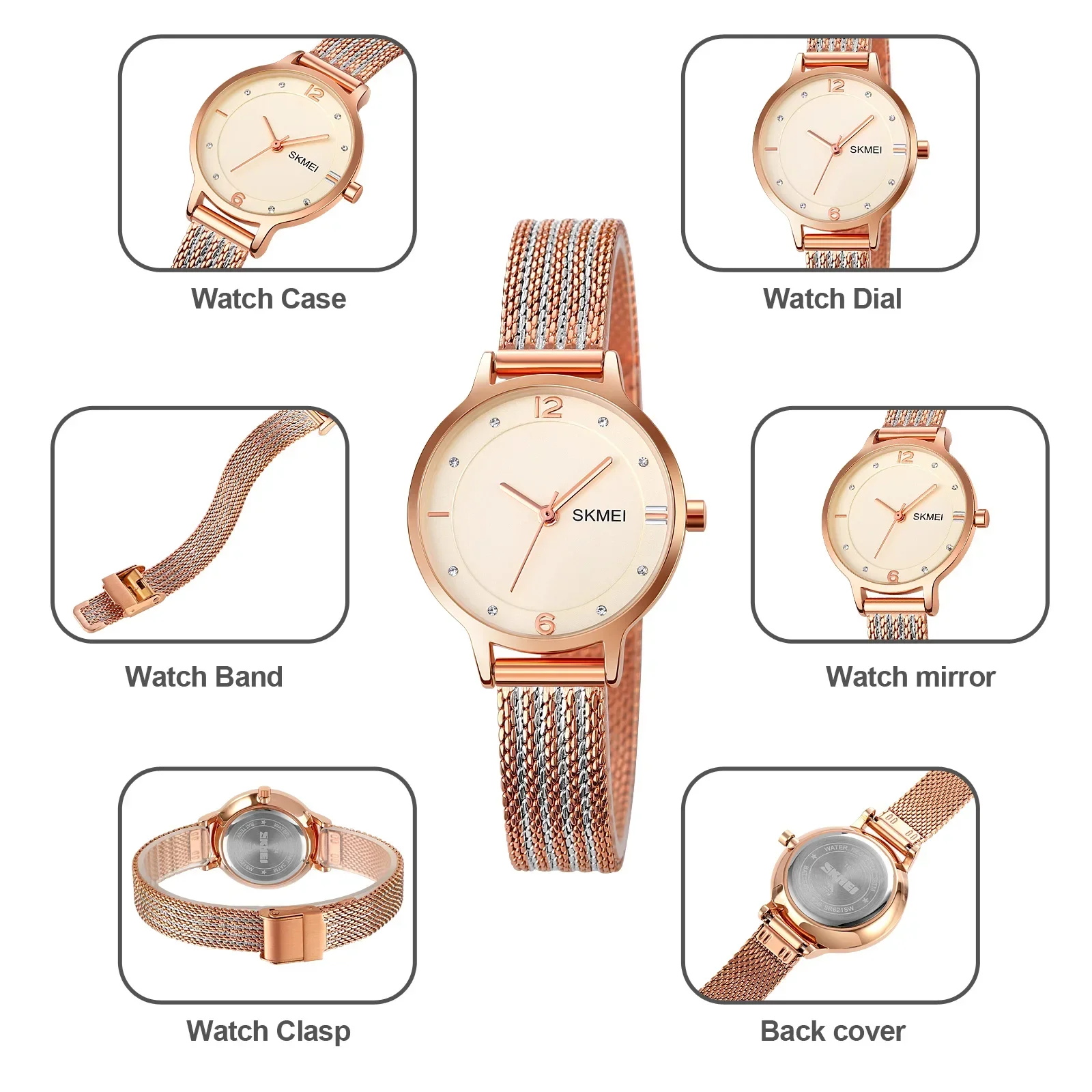 SKMEI 1874 Fashion Japan Quartz Movement Wristwatch Ladies Hour Clock Relogio Feminino Stainless Steel Bracelet Women Watches