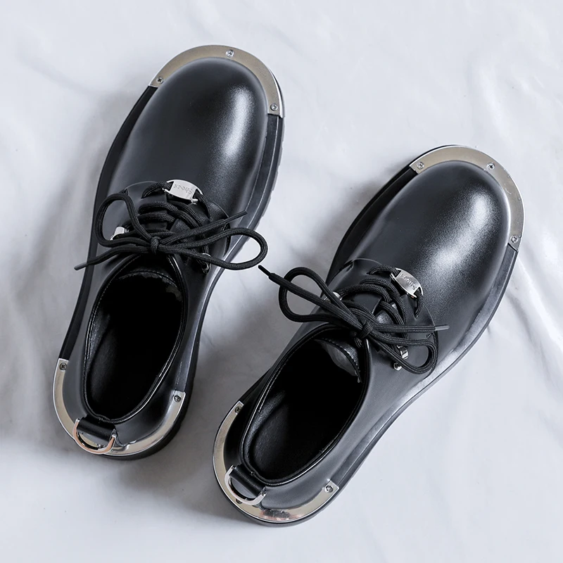 

Fashion Derby Platform Shoes for Men Leather Men's Dress Shoes British Style Thick Soles Groom Wedding Shoes Zapatos De Hombre