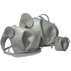 Gray Elephant Bag Giant Medium Small Coin Purse Genuine Leather Crafted Customized Cute Animal Shaped Crossbody  Gift