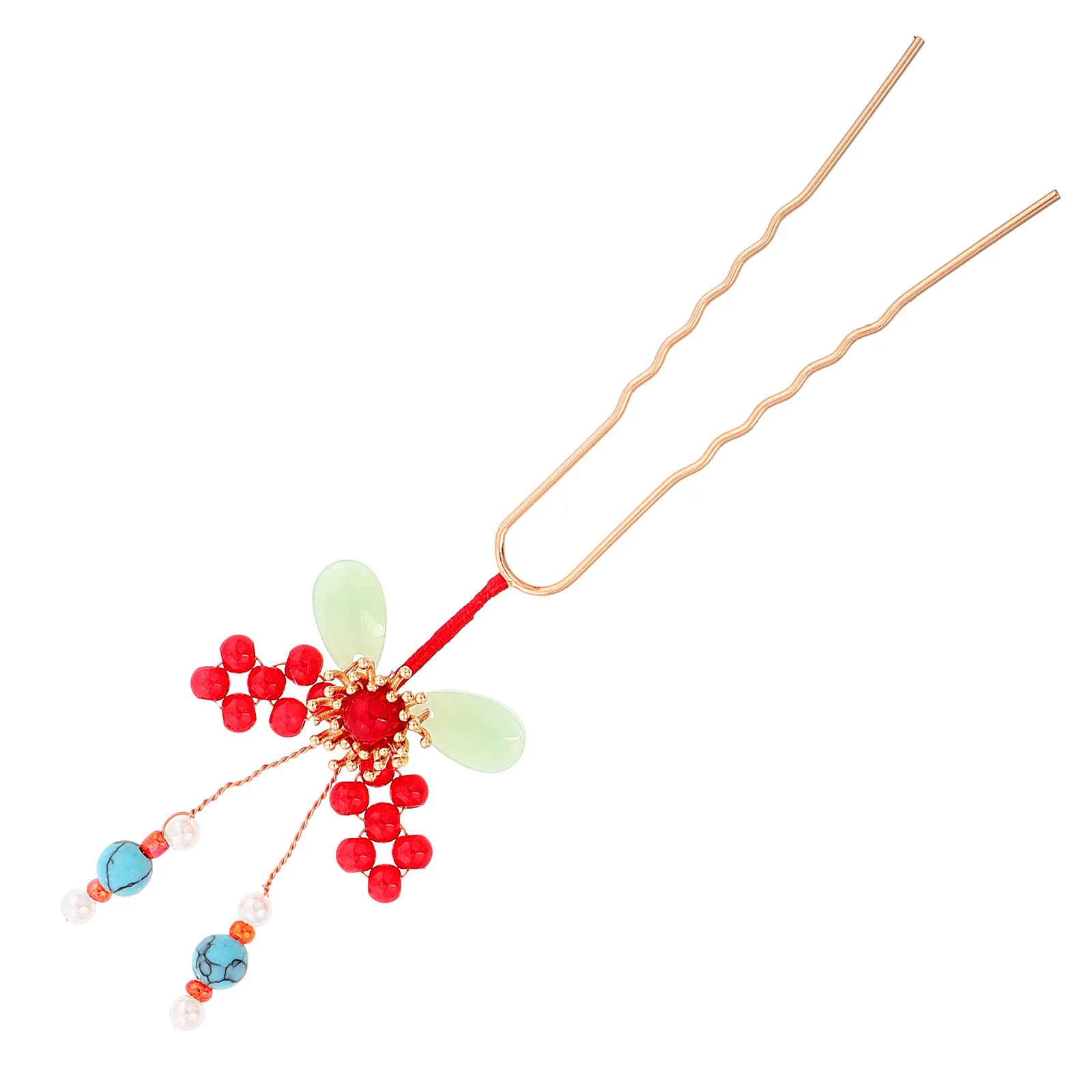 

Butterfly Hairpin For Women Ancient Style Metal Hair Fork Beaded Decorative Pin Hanfu Jewelry Hair Styling Accessories