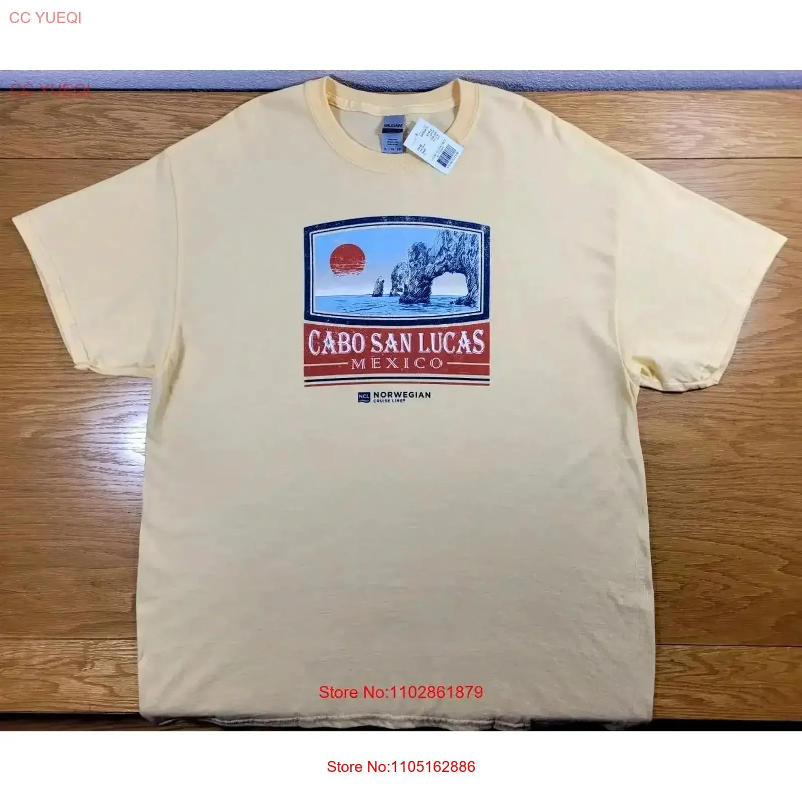 Camiseta Cabo San Lucas México para hombre XL amarillo adulto línea de crucero noruego Casual vintage lavado cómodo moda vintage