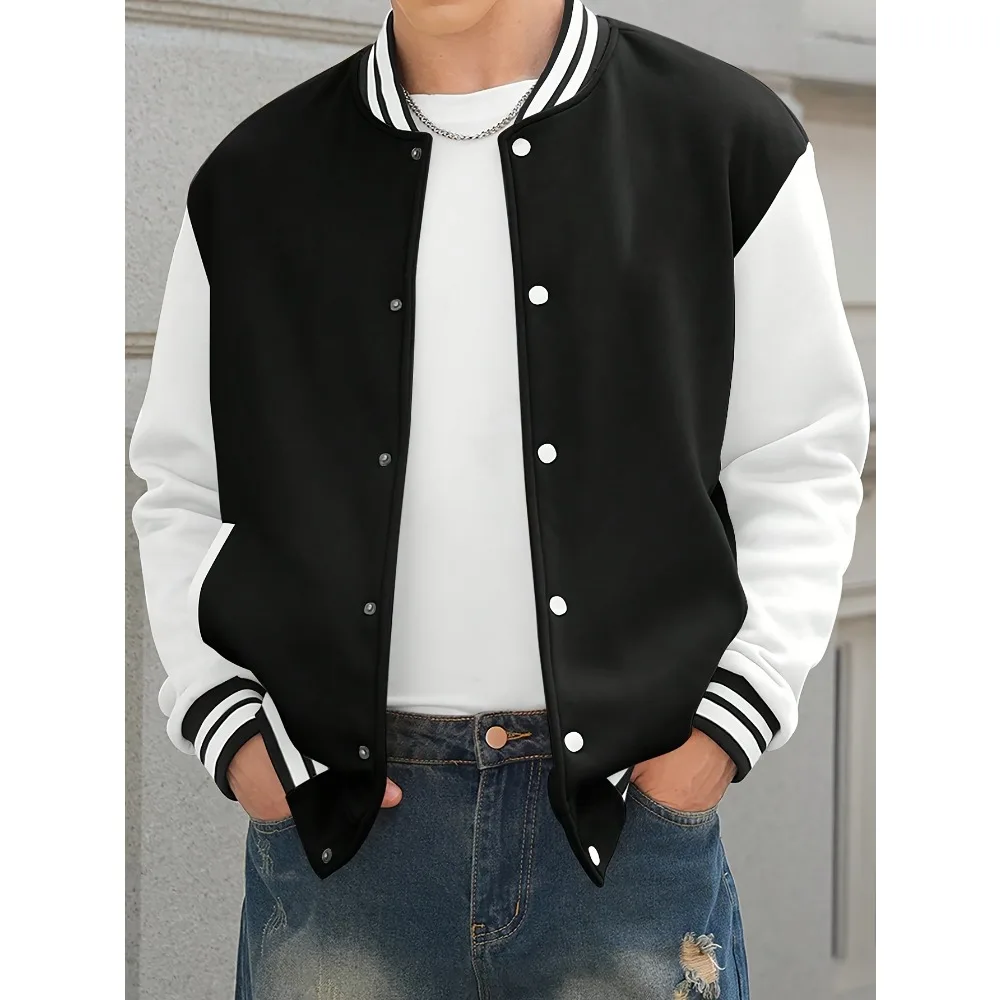 

Американская уличная куртка-бомбер в стиле колор-блок для мужчин и женщин, спортивная повседневная куртка