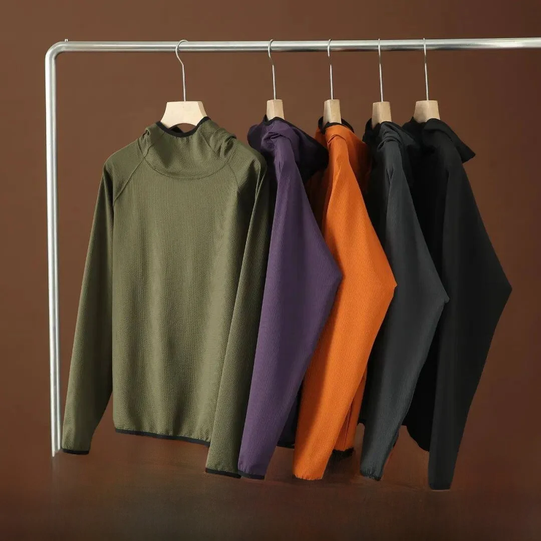 

Основная продукция Dingli! Текстура ткани с эффектом пузырьков! Осенняя мужская толстовка с капюшоном для активного отдыха, быстросохнущая, дышащая, с длинными рукавами, модная