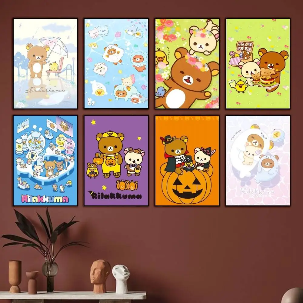 Relax-Bear R-Rilakkuma Lovely Poster High Quality Dorm Living Room Aesthetic Wall Decoration Painting Stickers Gift