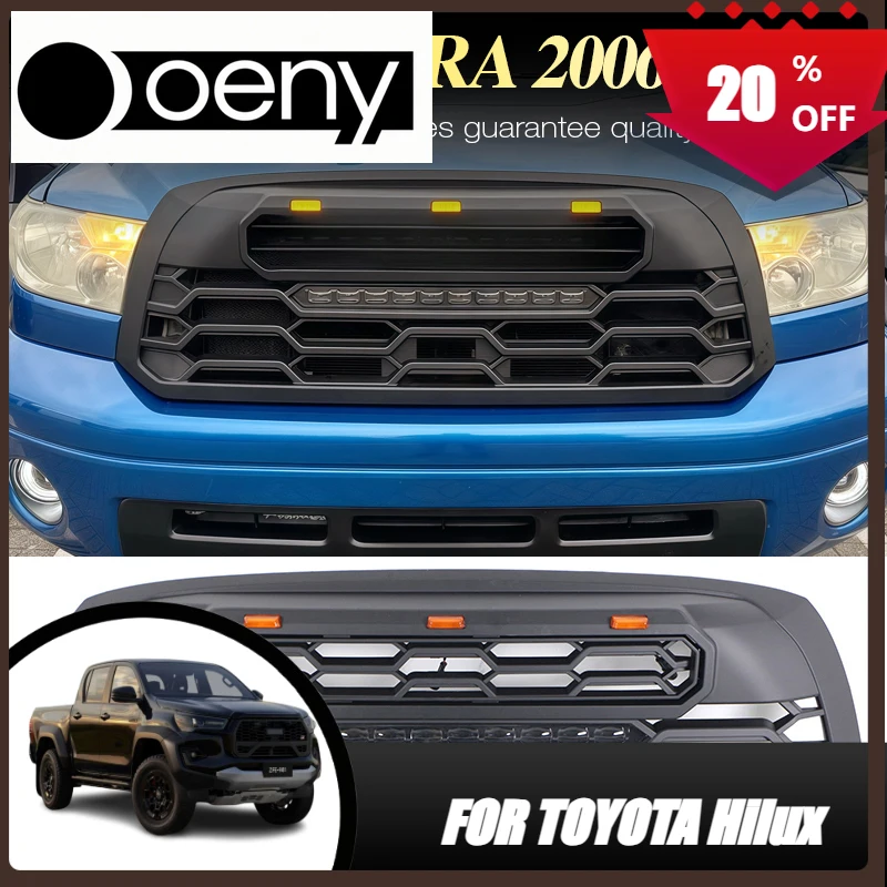 Ajuste para parrilla delantera con barra de luz, piezas de automóvil, parrilla de carreras compatible con parrilla Toyota Tundra 2006-2009 2010-2013