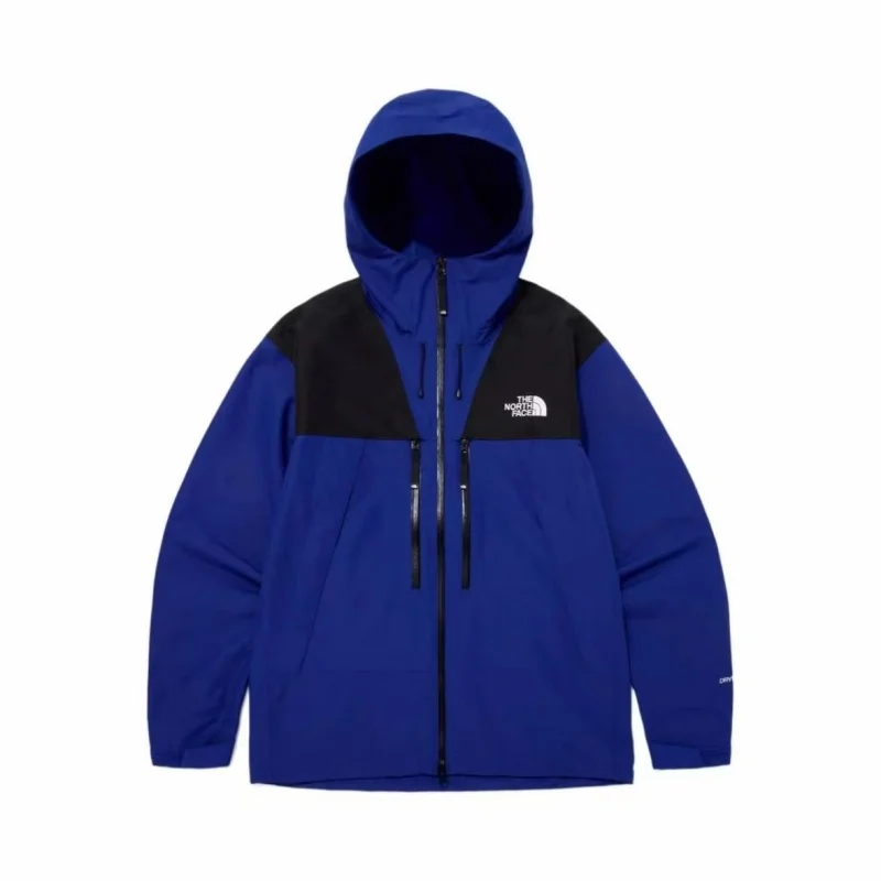 THE NORTH FACE Mountain Peak Jacket Logo Embroidered and Pieced Zipper Hooded Long-sleeved Jacket for Men Dark Blue