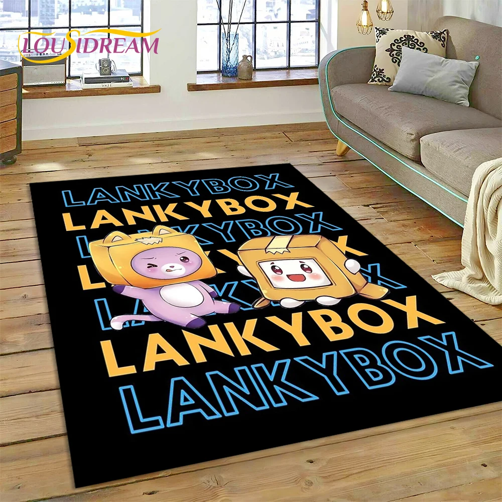 Cute Lankybox Happy Foxy Boxy and Rocky Area Rug,Carpet for Home Living Room Bedroom Sofa Doormat Decor,kids Non-slip Floor Mat