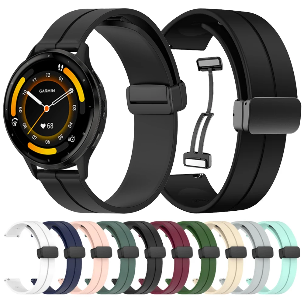 Magnetisches Schnallenarmband für Garmin Venu 3/Forerunner 255 Music/Vivoactive 4/Vivoactive 3 Armband Venu 2 Plus Silikonarmband