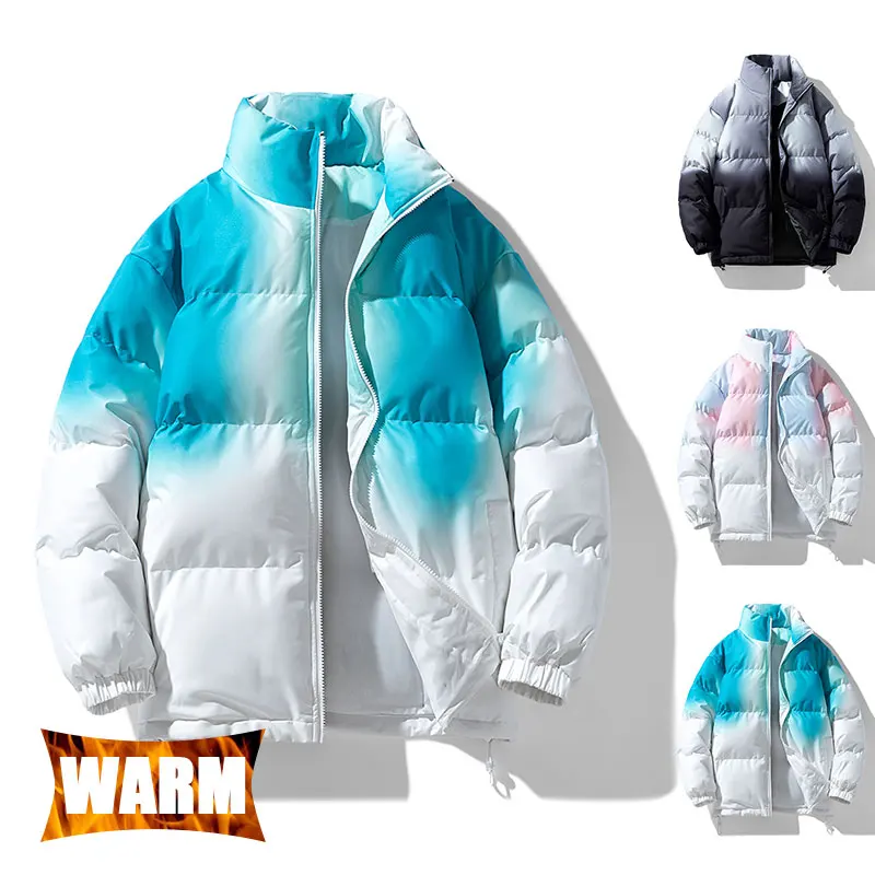 Unisex Hiking Jacket Men Outdoor Windproof Stand Collar Camping Trekking Jacket Women Winter Warm Clash Color Skiing Travel Coat