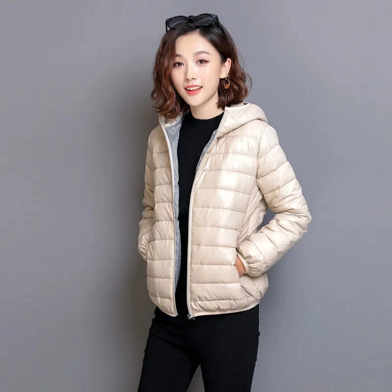 

Lightweight Padded Jackets Women's Jacket 2022 Autumn Winter Hooded Ultra Light Down Cotton Coat Korean Slim Short Women Outwear