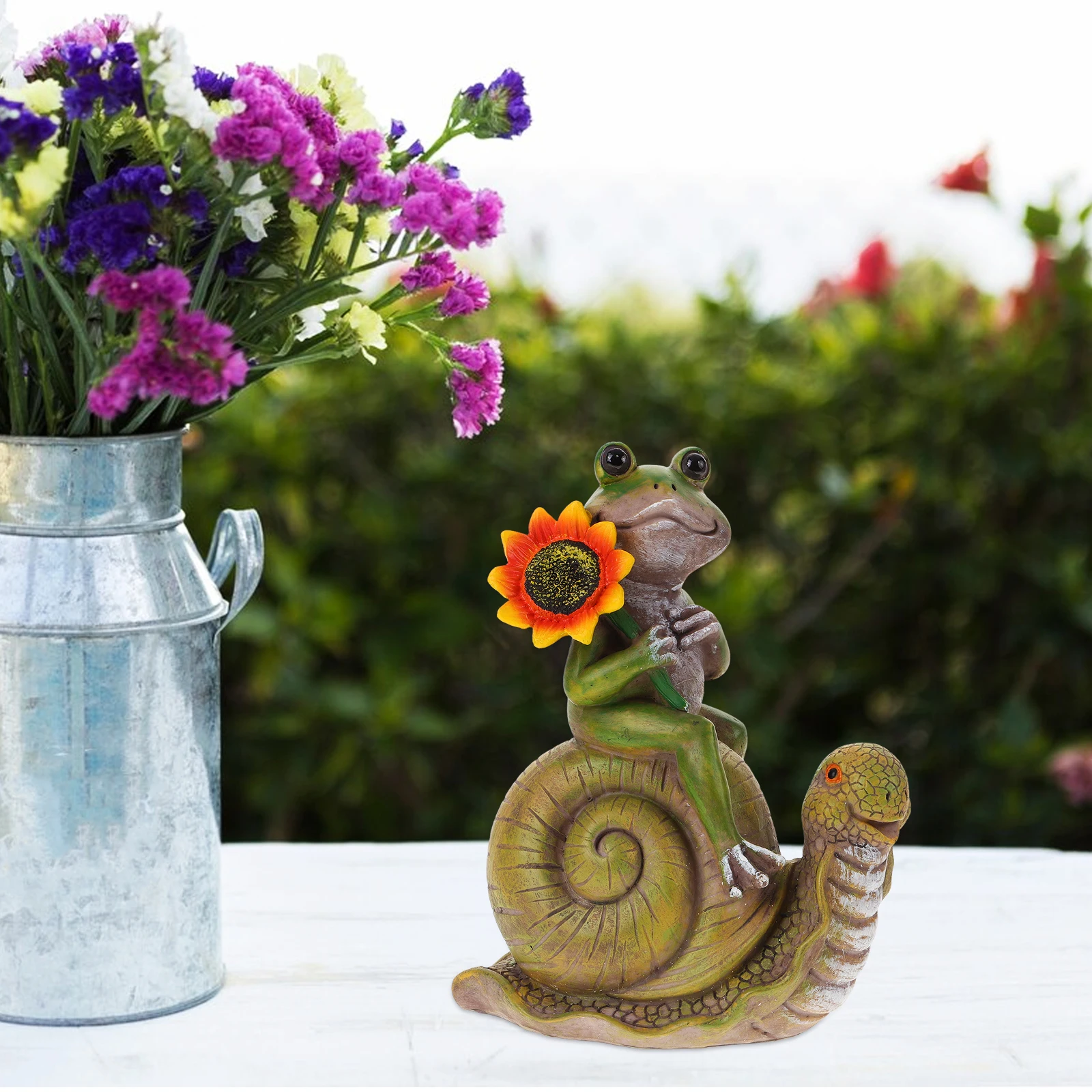 

Frog Ornaments Resin Sculpture Statue Garden Decor Figurine Home Office Animal Craft Sturdy Longtime Shelf Desktop Car
