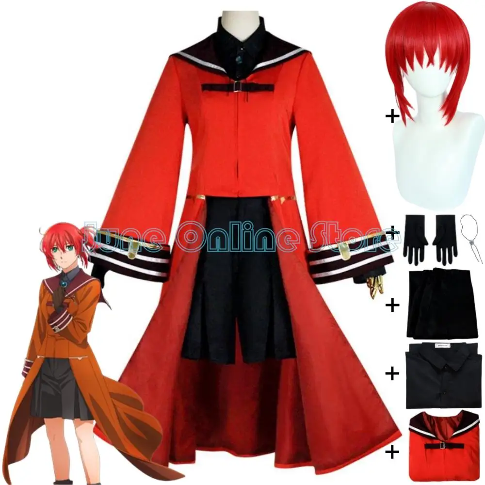Anime The Ancient Magus\' Bride Hatori Chise Robin Cosplay Costume Wig Red School Uniform Halloween Stage Performance Suit