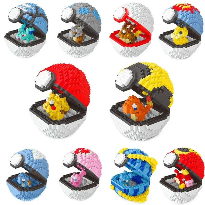 Pokemon Blocks Pokeball Small Particles Mini Building 357-452Pcs Assembled Pikachu Anime Figure Block Model Educational Toy Gift