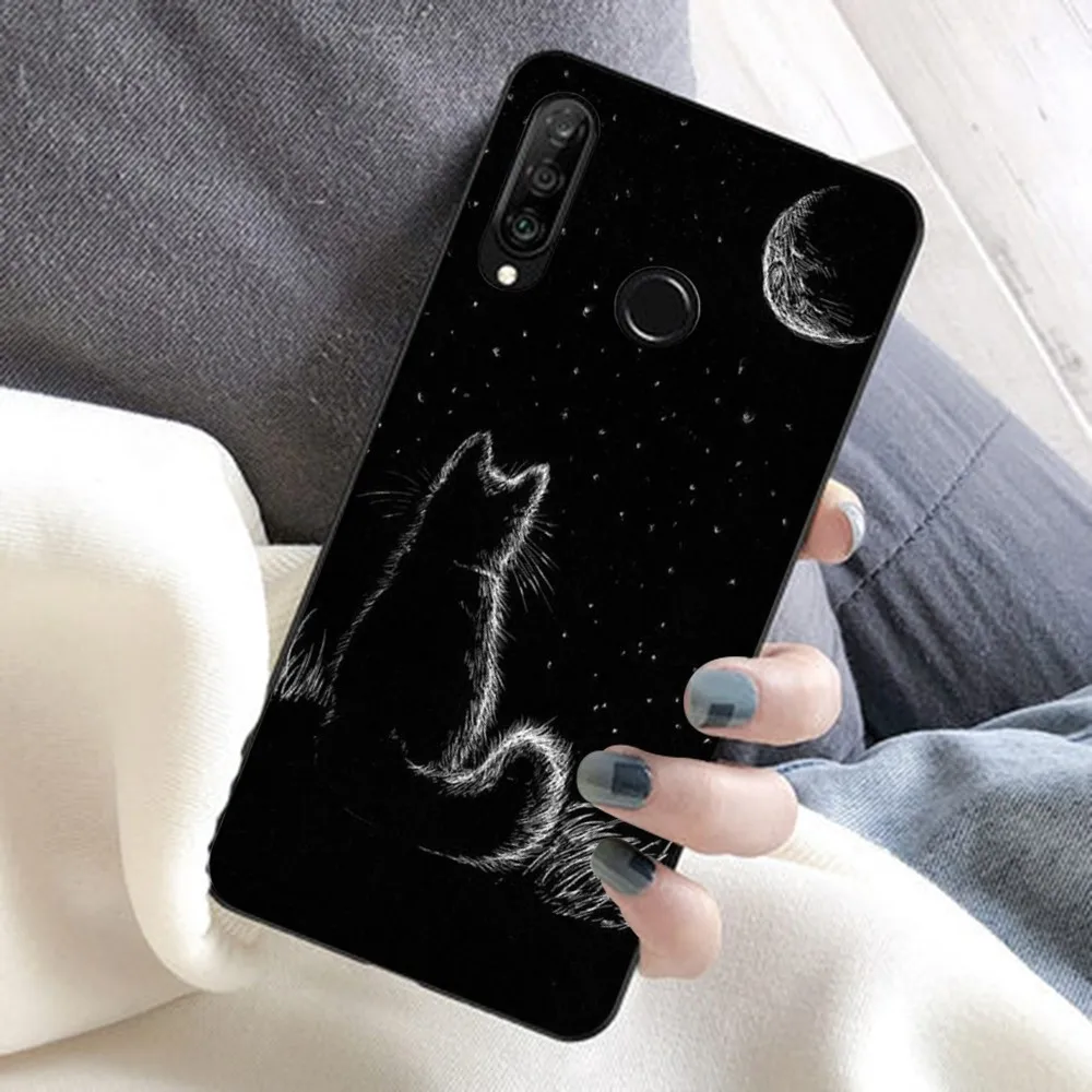 Black cat Phone Case For Huawei Honor 10 lite 9 20 7A pro 9X pro 30 pro 50 pro 60 pro 70 pro plus