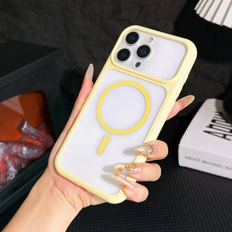 Luxuriöse Transparente Magnetische Handyhülle in Bonbonfarben für iPhone 18 17 16 13 14 12 18 Pro Max 15 Plus mit Magsafe Stoßfester Abdeckung