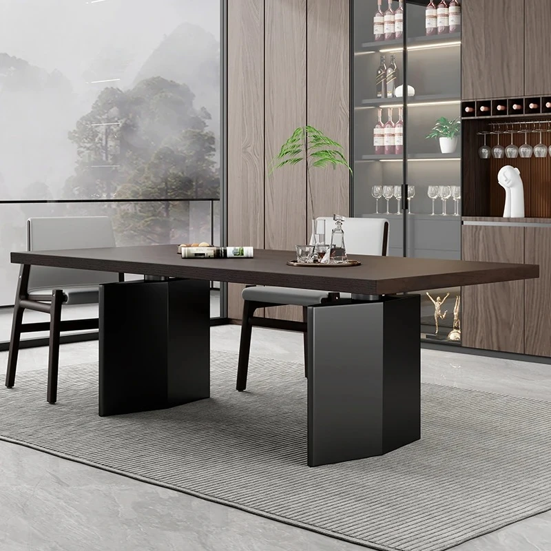 high-end new dining table minimalist restaurant household smoked wood simple eating table
