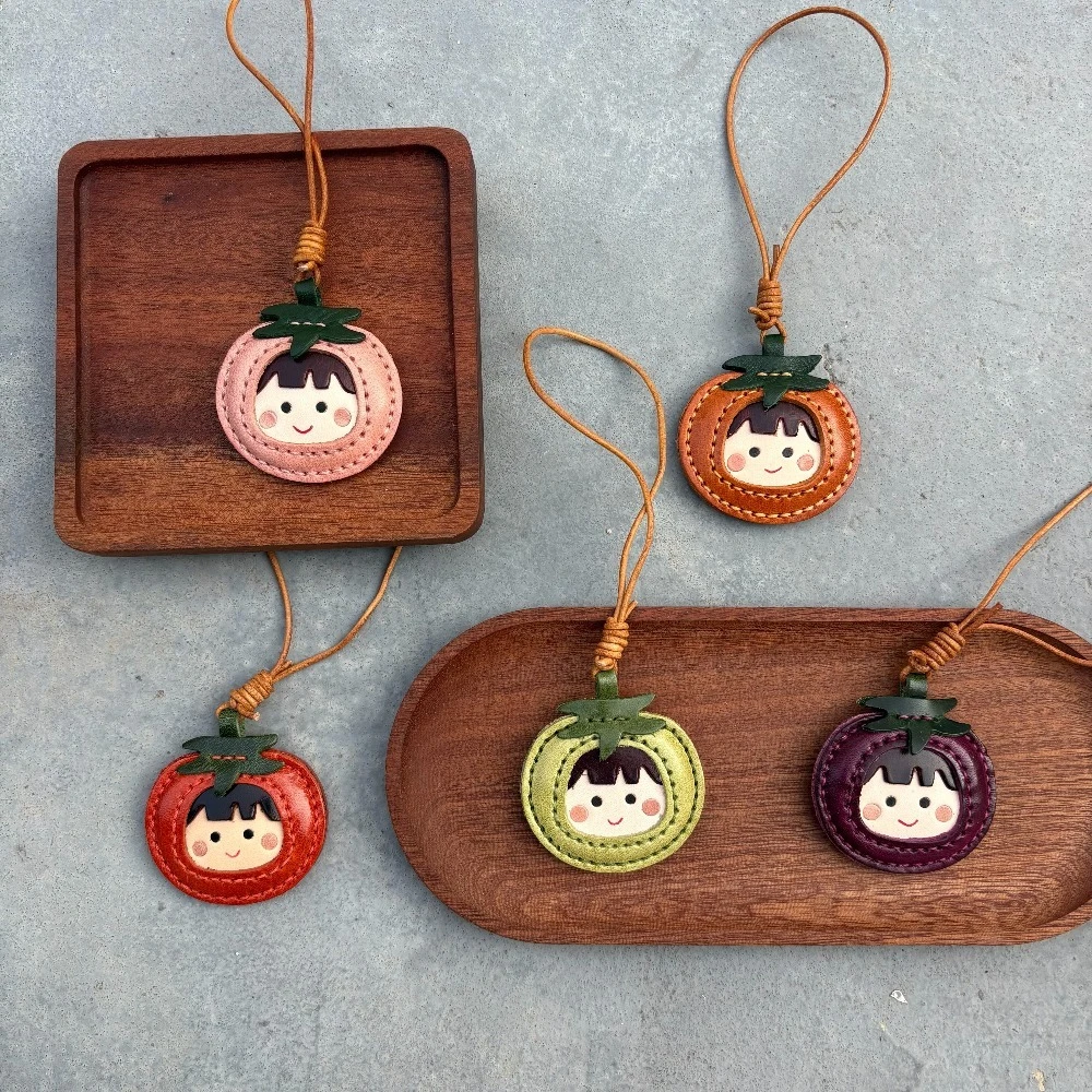 

Подвеска-томат ручной работы из натуральной кожи, брелок для сумки, маленький брелок-томат для ключей от машины, подарок на Новый год