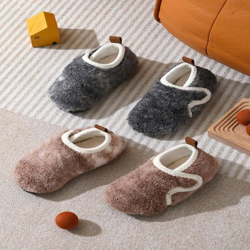 

Kawaii повседневная обувь, модная детская обувь, противоскользящие тапочки на мягкой подошве для детей и взрослых, зимние домашние носки-тапочки на бархатной подкладке