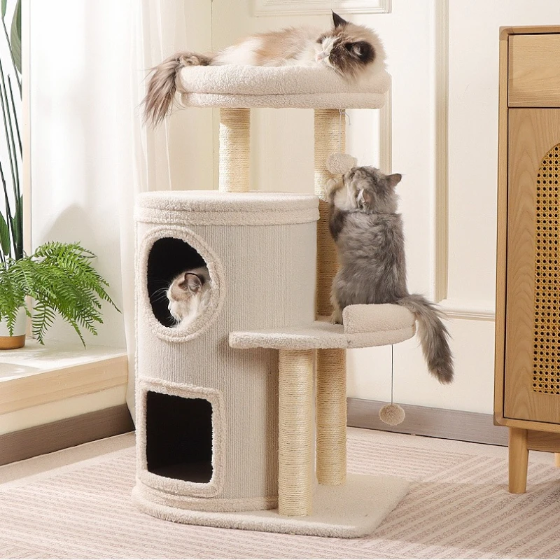 4 Season MultiLevel Cats Tree Space Saving Cat Nest for Small Apartment Integrated Cat Climbing Frame Indoor Pet Scratching Post