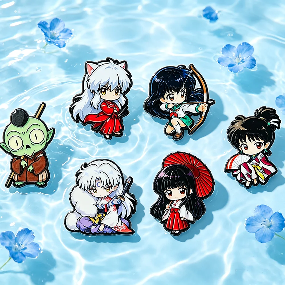 Kawaii Chibi Manga White Hair Wolf Boy Enamel Pins Cute Multiple Characters Anime Brooch Backpack Lapel Badge Cosplay Jewelry
