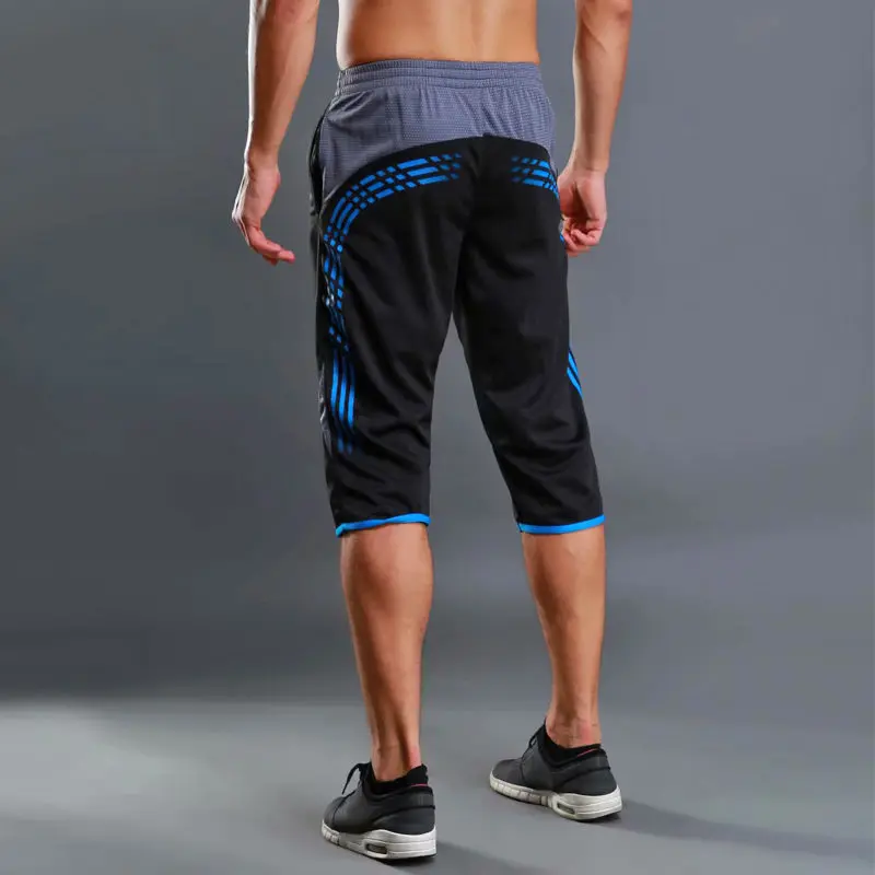 Pantalones cortos deportivos a rayas para hombre, Shorts transpirables de secado rápido, talla grande