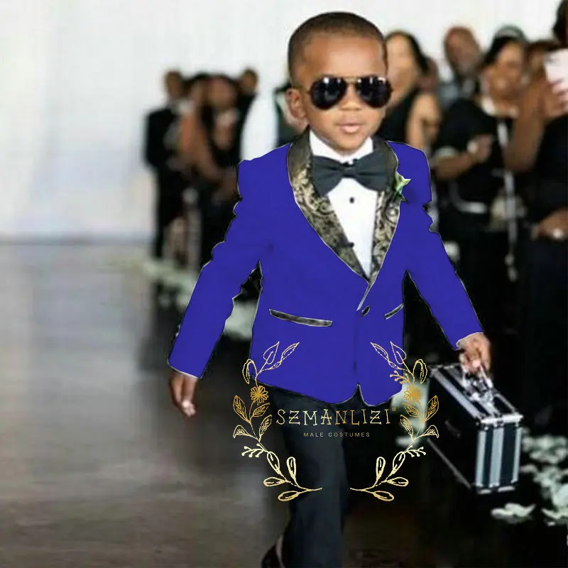 Jacquard Shawl Lapel Boys Suit 2 Piece Wedding Tuxedo Shawl Collar Child Blazer Set Party Dress Costume Enfant Garçon 블레이저