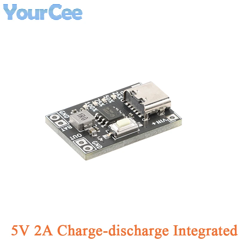 5pcs/1pc 5V 2A Step Up Charge-discharge Integrated Power Module Type-C USB Boost Charge Discharging Compat 4.2V Lithium Battery