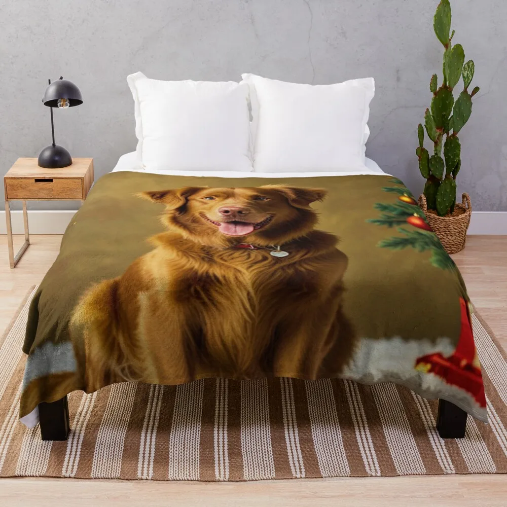 Nova Scotia Duck Tolling Retriever Dog Christmas Throw Blanket Furry Thin Blankets