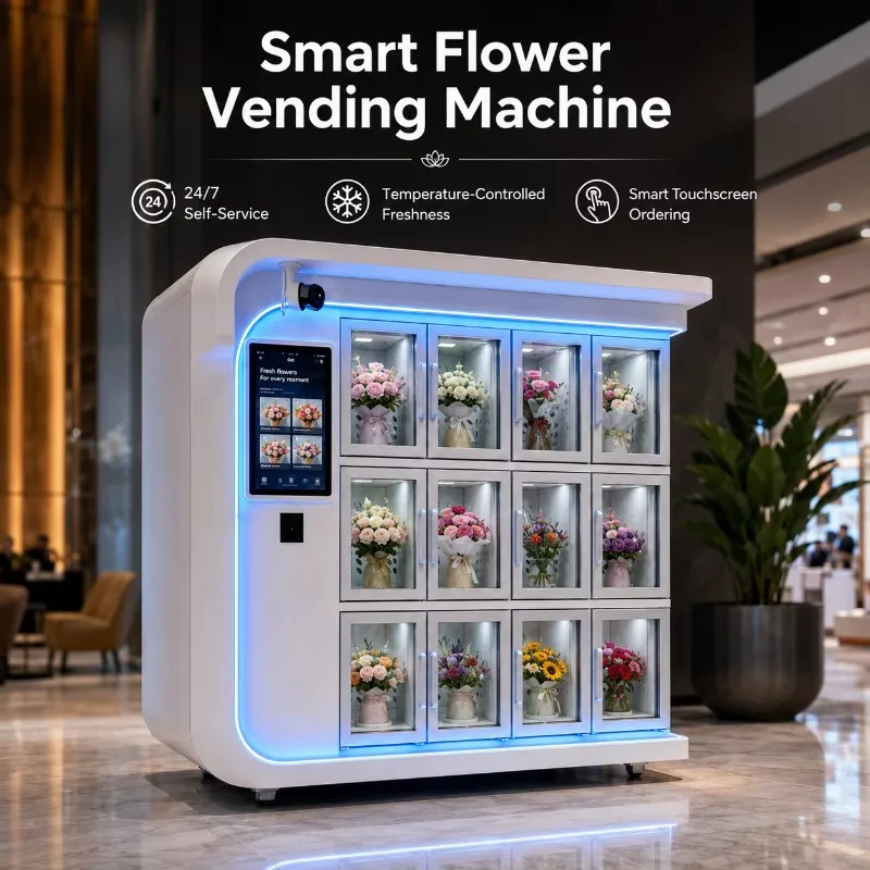 12 Big Lockers Floral Flower Vending Machine Bouquets Vending Machine Flower Wholesale OEM Manufacturer Customized