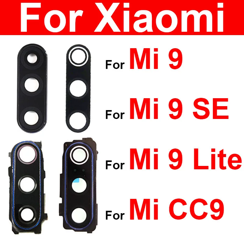 Back Rear Camera Lens Glass Cover Frame For Xiaomi Mi 9 Lite Mi 9 SE Mi CC9 Main Big Camera Glass Lens+Frame Sticker Replacement